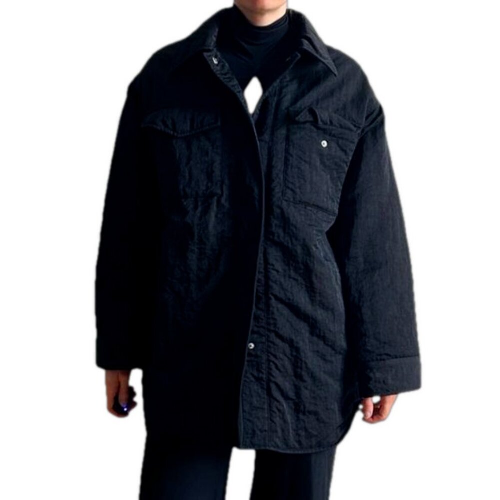 Asos Sz L Design Black Oversized Button Front Shacket